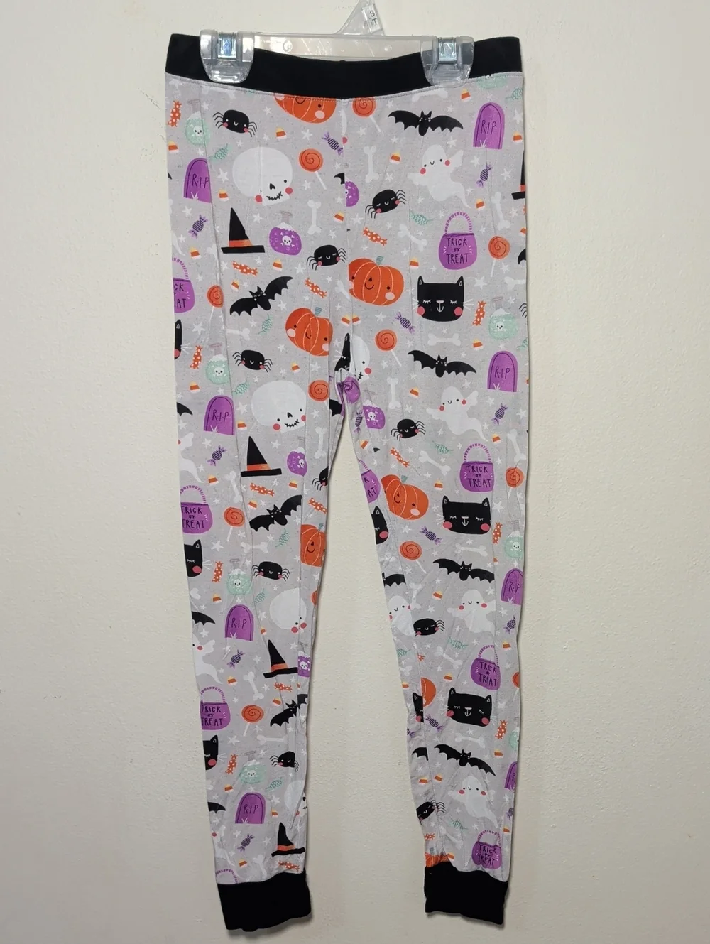Little Sleepies Bamboo Pajama Set Halloween Print Gray Black Orange Size 7/8